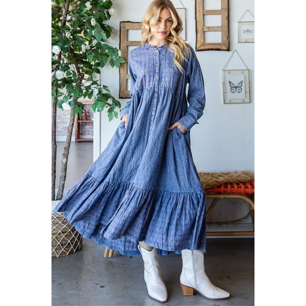 Oli & Hali Long Blue Dress Duster in Pink Size S